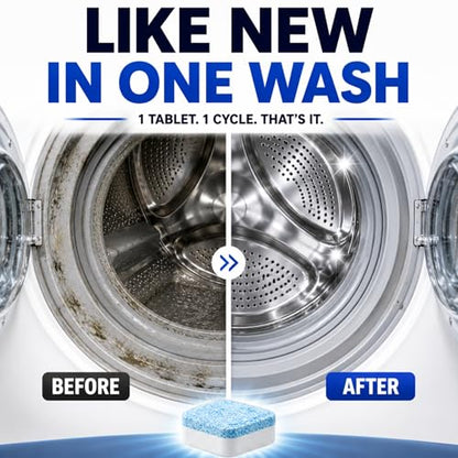 Washing Machine Cleaner Tablets - Penetrating Deep Clean Washer Cleaner Tablets For Front Loader And Top Load HE - Active Formula Tub Descaler Deodorizer - style: Washing Machine Cleaner