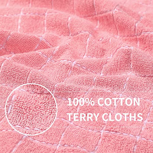 Homaxy 100% Cotton Terry Kitchen Towels(Pink, 13 x 28 inches), Checkered Designed, Soft and Super Absorbent Dish Towels, 8 Pack - color: Pink, size: 13 X 28 - 8 Pack