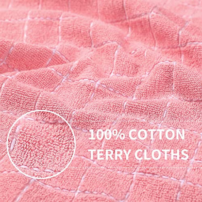 Homaxy 100% Cotton Terry Kitchen Towels(Pink, 13 x 28 inches), Checkered Designed, Soft and Super Absorbent Dish Towels, 8 Pack - color: Pink, size: 13 X 28 - 8 Pack
