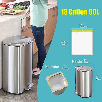 Strong Tall Kitchen Drawstring Trash Bags,big tall garbage can liners, 13 Gallon, Unscented, 50 Count - style: 13 Gallon 50 Count