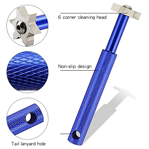 VIPMOON Golf Club Cleaner Kit, 2 Pcs Groove Sharpener Regrooving Tool and 1 Pcs Retractable Club Cleaner Brush, Portable Groove Sharpener Tool for All Golf Irons for Men - color: Blue