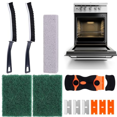 Palksky Heavy Duty Oven Cleaner Tools, Oven Cleaning Accessories, Oven Cleaning Kit with Crevice Cleaning Brush, Razor Blade Scraper, Pumice Stone, Cleaning Rags