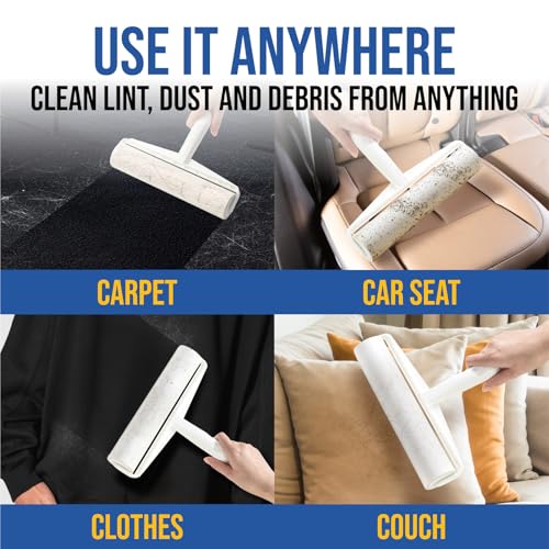 Large Lint Roller with Long Handle – 9.45" Heavy Duty Giant Lint Rollers for Pet Hair – Sticky Roller with Extendable Handle and Refills for Floor, Furniture, Couch, Carpet - size: Large Roller - 9.45" - 450 Sheets