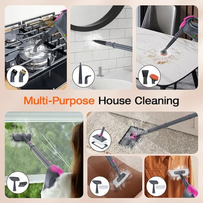 Steam Cleaner, 10-in-1 Steam Mop with Detachable Handheld Steamer, 320ml Water Tank, 10s Fast Heating, Portable Steamer for Kitchen, Floor, Tiles, Window, BBQ Grill, Car - color: Mist Gray