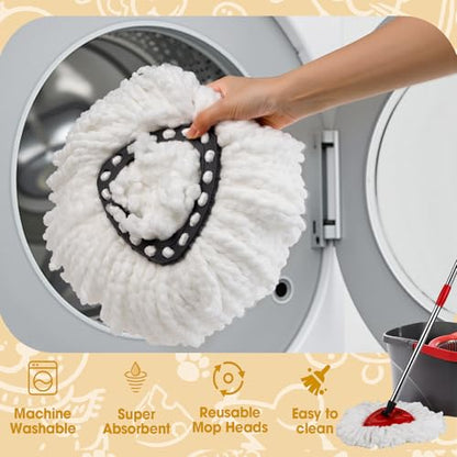 6 Pack Spin Mop Head Replacements,100% Microfiber Spin Mop Refill Compatible with OCeda Easywring 1-Tank System,360 Degree Spinning Mop Replace Head for Easy Cleaning Floor Mopping - size: 6pcs