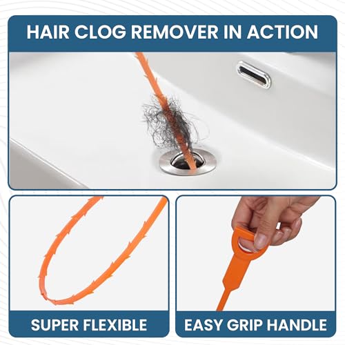 Drain Clog Remover 35.5 Inch Flexible Grabber Claw Hair Drain Snake for Sink-Shower-Toilet & Kitchen Pipes 7 Hair Clog Remover 2 (18 inch) Brushes and 20 Pair of Disposable Gloves - style: Pack of 10 - 35.5"