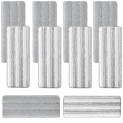 10Pcs Joymoop Mop Replacement Pads, 13 * 4.9'' Universal Mop Pads Mop Head Refills Washable Wet Mop, Compatible with Most 11-13” Size Mops - color: Grey + White, size: 13 * 4.9''