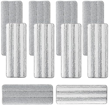 10Pcs Joymoop Mop Replacement Pads, 15 * 4.9'' Universal Mop Pads Mop Head Refills Washable Wet Mop, Compatible with Most 11-14” Size Mops - color: Grey + White, size: 15 * 4.9''