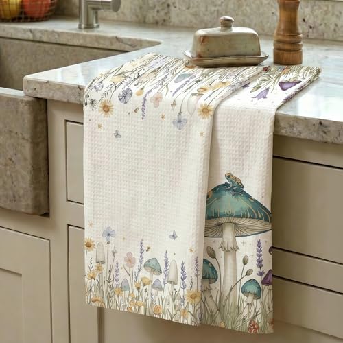 Waffle Kitchen Towels Set of 2 - Ultra Absorbent Quick Dry Dish Towels - Sustainable Reusable Cleaning Tea Towels - Lightweight Hand Towels for Kitchen & Bathroom, 16” x 28” (Jungle) - style: Jungle