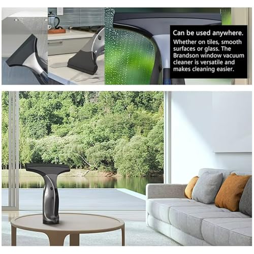 Hancaner Window Vacuum Squeegee, Window Cleaner Tool, Handheld Electric Glass Cleaner 2000Pa Powerful Suction with 11 in Squeegee Blade for Shower Doors Car Windshield (Black) - color: Black