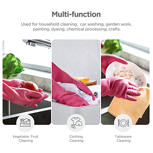 Dishwashing gloves 2 Pairs for kitchen,Rubber cleaning gloves,Long dish gloves reuseable. - color: Pink, size: Medium (Pack of 2)
