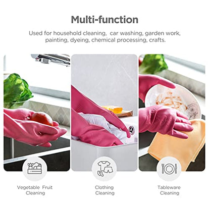 Dishwashing gloves 2 Pairs for kitchen,Rubber cleaning gloves,Long dish gloves reuseable. - color: Pink, size: Medium (Pack of 2)