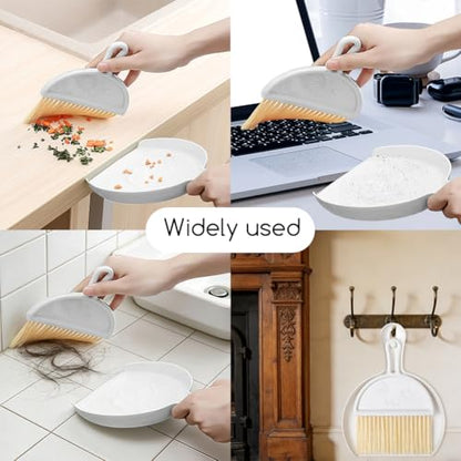 Mini Dust Pan with Broom Set, Small Dustpan and Brush Set, Hand Broom and Dust Pan for Desk, Housekeeping, Office, Kitchen, Pet Nest - size: White, style: White