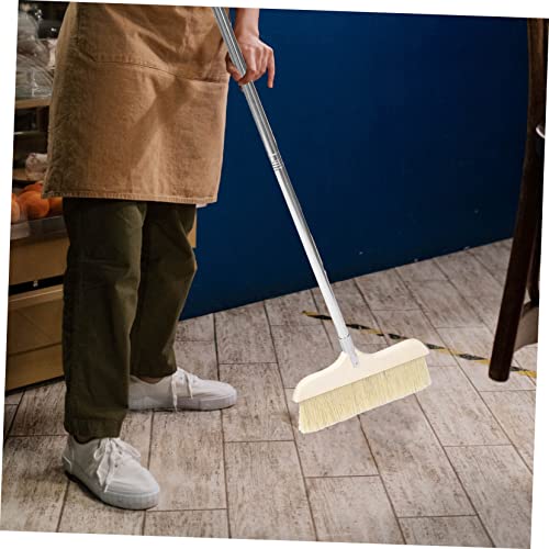 Indoor Outdoor Dust Mop Soft Bristle Cleaning Brush Collapsible Handle - color: Black