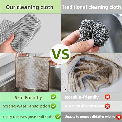Stainless Steel Scrubber and Cleaning Rags - Non Scratch Wire Dishcloth for Washing Dishes, Durable Steel Wool Scrubber and Kitchen Dish Towels (New 6pcs) - size: New 6pcs