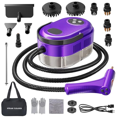 Handheld Steam Cleaner, 10s Fast Handheld Heating Steamer for Cleaning 15-in-1 High Pressure Steam Cleaner for Home & Kitchen, Grease, Grout, Tile,Floor,Couch and Car - color: Purple