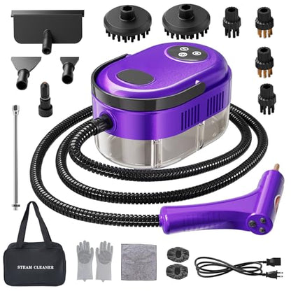 Handheld Steam Cleaner, 10s Fast Handheld Heating Steamer for Cleaning 15-in-1 High Pressure Steam Cleaner for Home & Kitchen, Grease, Grout, Tile,Floor,Couch and Car - color: Purple