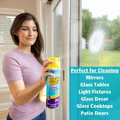 Invisible Glass 91160 Premium Aerosol Glass and Window Foaming Cleaner Spray – Cleans Glass, Windows, Mirrors, Shower Doors, and More – Streak-Free, Ammonia-Free, Tint-Safe – 19 oz - size: 19 Ounce (Pack of 1)