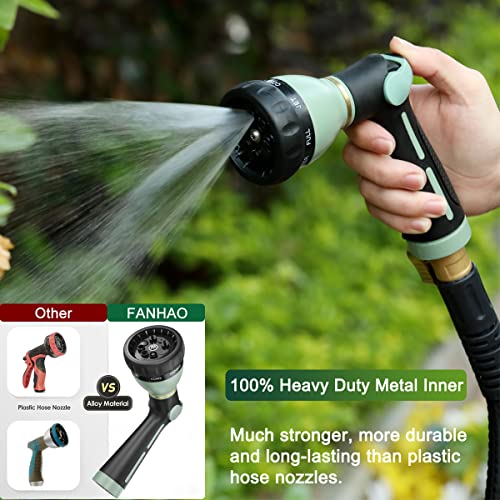 FANHAO Garden Hose Nozzle Heavy Duty, 100% Metal Water Hose Nozzle Sprayer with 8 Spray Patterns, High Pressure Sprayer Nozzle with Thumb Control, On Off Valve for Garden Watering, Car & Pet Washing - color: Light Green