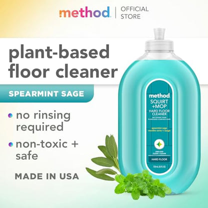 Method Hardwood Floor Cleaner Squirt + Mop Bottle, Spearmint Sage, For Sealed Hardwood and Laminate Floors, 25 Fl Oz (Pack of 1)
