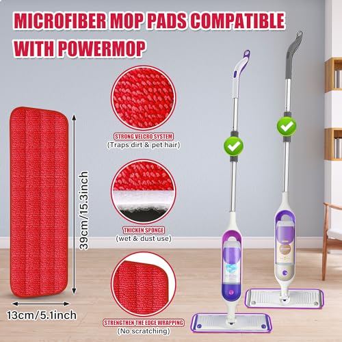 Spray Wet Mops with 3 Pads 2 Refillable Bottles for Hardwood Floor Cleaning