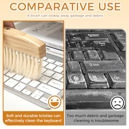 1 Set of mini Desktop Cleaning Broom and Dustpan Set, high-end Iron Sheet, Oak Wood, Sword Hemp Portable Desktop Cleaning Products, Suitable for Home Offices