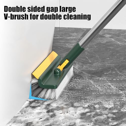 Scalable Cleaning Brush with Long Handle V-Shape Stiff Bristle Bathroom Scrubber Shower Cleaner Brush Tub Tile Scrub Brush for Bathroom Bathtub Toilet Kitchen Household Must Haves Cleaning Supplies