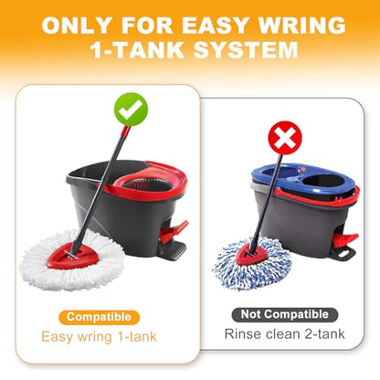 7-Pack Mop Heads Replacements Compatible with O Cedar EasyWring 1 Tank, Includes 4 Microfiber Spin Mops Replace Head, 2 Scrub Brushes, and 1 Base, Reusable and Machine Washable for Cleaning Floors