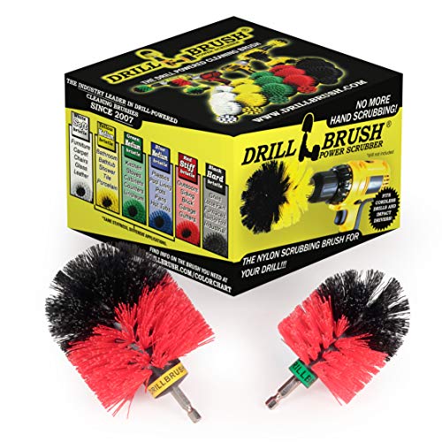 Outdoor Cleaning Supplies - Garden and Statue Cleaning Brush Set - Patio and Deck Scrubbing Tools - Bird Bath Cleaning Brush - Concrete Cleaning Brushes - Stone Stain Removing Tool - Brick Brush - color: Red