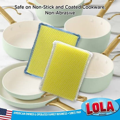 LOLA Microfiber & Nylon Net Sponges, 288 Pack, 144 Dual Sided Non-Scratch Sponge Pads and 144 with Microfiber Cloth One Side & Netting the Other Side - size: 288 Pack, style: Microfiber Terry & Nylon Net Sponges