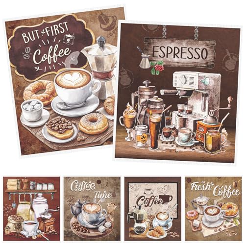 Reusable Swedish Dishcloths for Kitchen, 6PCS Coffee Theme Cellulose Sponge Paper Towels Washable, Absorbent Fast Drying Swedish Dish Cloth for Home Cleaning - style: Coffee