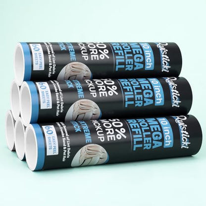10 inch Ultra Sticky Mega Roller Refills for Evercare Layers Smart Design Large Lint Rollers 50% More Pickup Pet Hair Remover 60 Sheets Each Refill 6 Pack 360 Sheets Total - size: 10 inch