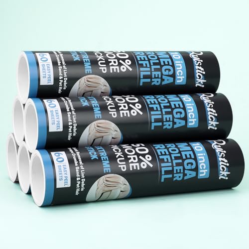 10 inch Ultra Sticky Mega Roller Refills for Evercare Layers Smart Design Large Lint Rollers 50% More Pickup Pet Hair Remover 60 Sheets Each Refill 6 Pack 360 Sheets Total - size: 10 inch