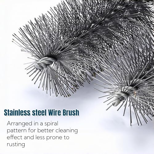 50 in Pipe Cleaning Brush Set with Stainless Steel Bristles, 5X Wire Brush with 4X Galvanized Flexible Rods, Stainless Steel Pipe Brush for Rust Polish,Tubes,Auto Parts Cleaning