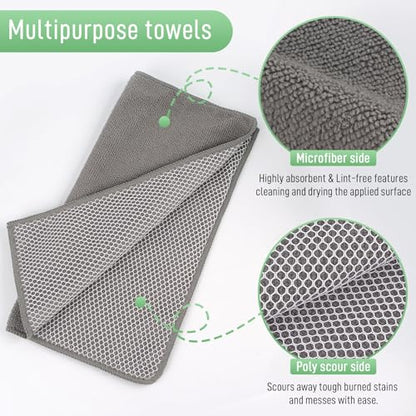 SINLAND Microfiber Dish Cloth Dish Rags for Washing Dishes Best Kitchen Cloths Cleaning Cloths with Poly Scour Side 12Inchx12Inch 20Pack Grey - color: Grey, size: 12inchx12inch 20pack