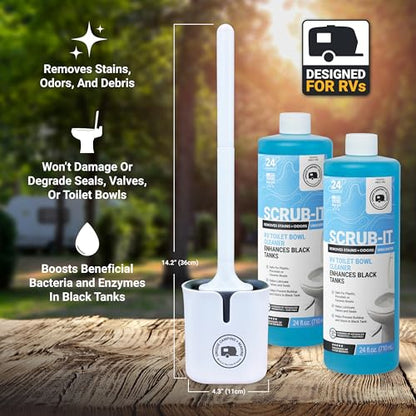 Unique RV Toilet Cleaner Bundle, Scrub-It Liquid 24 oz. (Pack of 2) and RV Toilet Brush, Value Pack - size: 48 Fl Oz (Pack of 1)