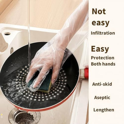 20 PCS Large ，Extra Long Disposable Cleaning Gloves, 23.6 inch Waterproof Long Sleeved Gloves, Suitable For Household Cooking, Dishwashing, Hair Dyeing, Etc
