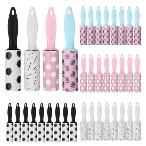 36 PCS Mini Lint Roller 1080 Sheets Rollers for Pet Hair Extra Sticky Travel Size Pet Hair Remover Compact Lint Roller for Clothes Portable Sticky Remover Dust Furniture Car Seat Gift Bags