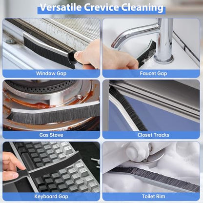 PUFTEM Crevice Cleaning Brush, Hard Bristle Multifunctional Cleaning Brush Tool, Gap Scrub Brush, Cleaning Tools for Narrow Gaps, Grout, Tile Seams, Window Tracks, Car Vents, 3PCS (3)