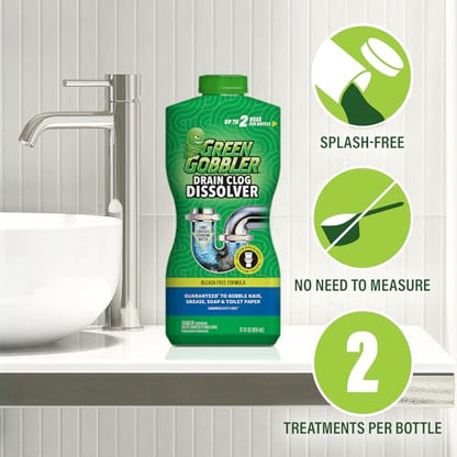 Green Gobbler Drain Clog Remover With 5 Pack of Drain Snake Tools | Drain Opener | Drain cleaner | Toilet Clog Remover