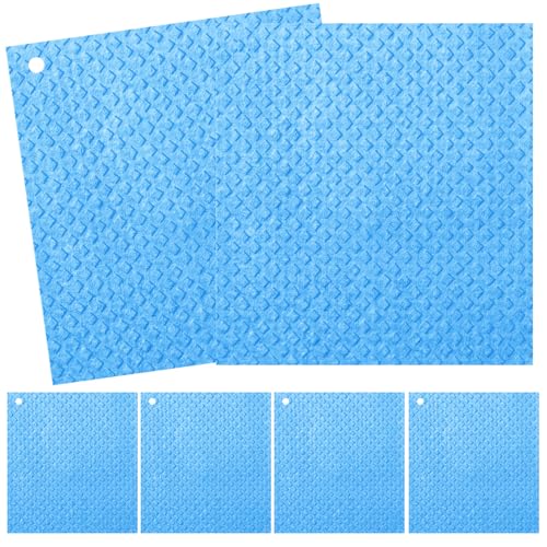 Swedish Kitchen Dish Cloths - 6 Pack Reusable Paper Towels for Counters & Dishes - Eco Friendly Cellulose Sponge Cloth (Blue) - color: K-blue
