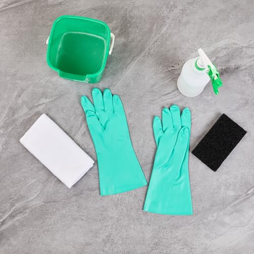 Restaurantware-Clean Tek Professional 15 Mil Medium Cleaning Gloves, 1 Pair Of Long Cuff Gloves - Flock Lining, No-Powder, Green Nitrile Chemical Tolerant Gloves, No-Latex, Heavy-Duty Tasks - color: Green, size: Medium