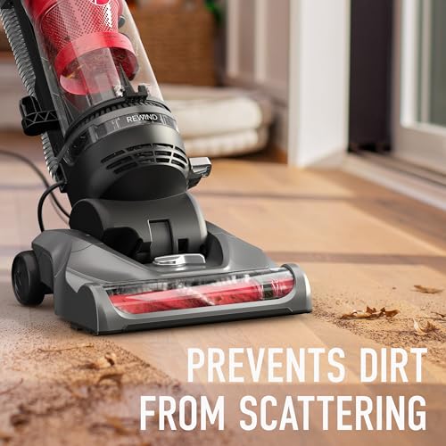 Hoover Rewind Pet Upright Bagless Vacuum Cleaner for Carpet and Hard Floors, Automatic Cord Rewind, Above Floor Cleaning Corded Vacuum Cleaners for Home Use, Gray - style: Rewind Pet
