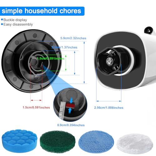 Electric Spin Scrubber Replacement Brush Heads Set, 8 Pieces, Multiple Brushes for Bathroom,Kitchen,Glass, Leather, Car Cleaning