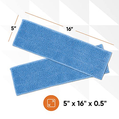 Superio Miracle Mop Set 2 Pack, Microfiber Flat Mop Wet and Dust Mop for Vinyl Plank, Hardwood, Laminate, Tile Flooring, Wall, with Aluminum Telescopic Handle, and Microfiber Mop Pad, Blue - size: Full Mops-2