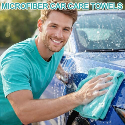 Nuenen Cleaning Cloths for Cars 16 x 16 Inch Ultra Absorbent Towels Drying Microfiber Reusable Cleaning Supplies House Kitchen Window Microfiber Towel(Teal Blue,60 Pcs) - color: Teal Blue