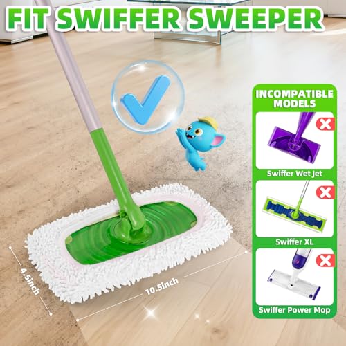 6 Pack Reusable Mop Pads Compatible with Swiffer Sweeper Mop, Wet and Dry Chenille Sweeping Cloths, Washable Pads Refill, Microfiber Pads for Multi-Surface/Hardwood Floor Cleaning (Gray, White) - color: Gray, White