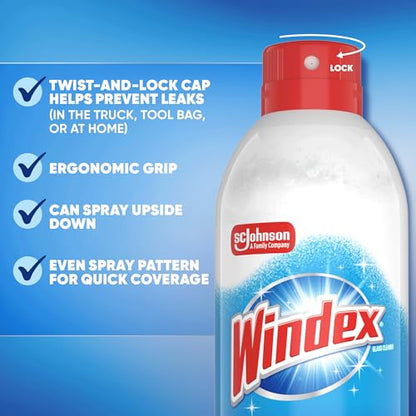 Windex Fast Shine Foam Glass Cleaner, No-Drip Windows, Doors, Mirrors & Countertops Aerosol Cleaning Spray, Streak-Free Shine, Removes Fingerprints, Dust, Dirt, Grime & More 19 oz (Pack of 6) - size: 19 Fl Oz (Pack of 6)