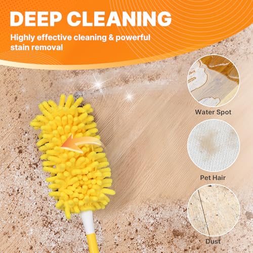 Reusable Duster Refill Compatible with Swiffer Hand Duster, 360 Duster Refills Only, Washable Pet Heavy Duty Dusters Refills for Swiffer Duster 3ft 6ft Extended Handle, 6 Pack (Handle is Not Included) - color: 6 Pack (Yellow)
