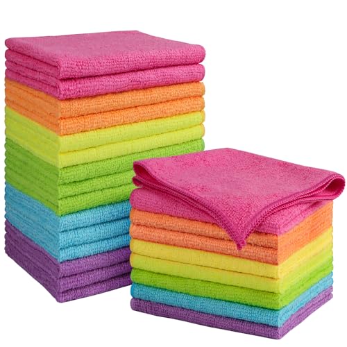 Orighty Microfiber Cleaning Cloth Pack of 24, Microfiber Towels for Cars, Highly Absorbent Car Cleaning Supplies, Lint Free Cloths Clean Rags for Car Care, House, Kitchen, 12x11 inch, Multicolor - color: Multicolor, size: Pack of 24